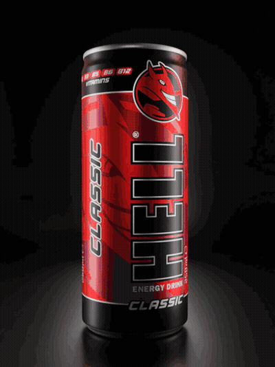 Hell Strong Red Grape Energy Drink Can GIF