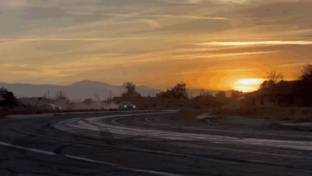 Hellcat Drifting With Sunset View GIF