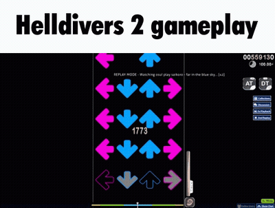 Helldivers 2 Gameplay With Arrows Pointing Opposite Directions GIF