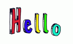 Hello Animated Text Bounce Multicolor GIF