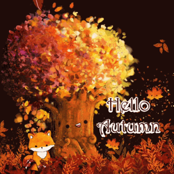 Hello Autumn Fox Fall Leaf Tree Siting GIF