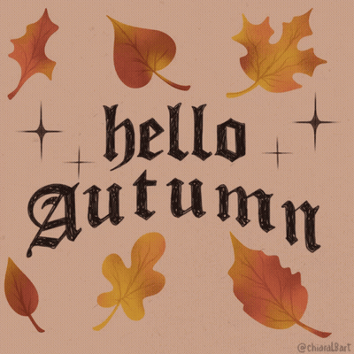 Hello Autumn Poster With Leaves GIF
