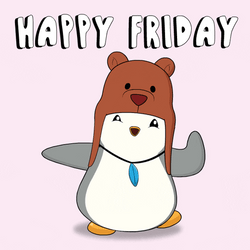 Hello Friday Jumping Happy Penguin GIF
