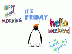 Hello Friday Penguin Jump GIF