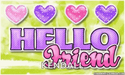 Hello Friend Kendall Card Pink Purple Hearts GIF