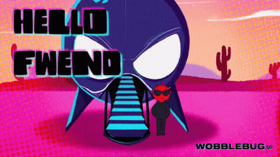Hello Fwend Poster With Cartoon Character GIF
