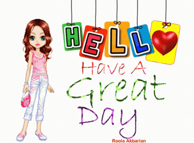 Hello Have A Great Day Greeting Card With Doll GIF