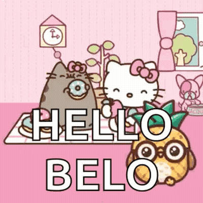 Hello Kitty And Pusheen Saying Hello Belo GIF