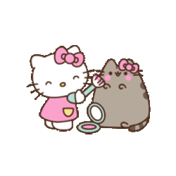 Hello Kitty And Pusheen Sticker GIF