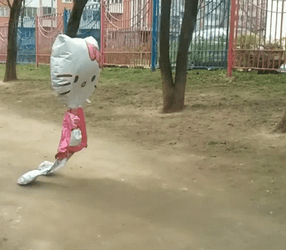 Hello Kitty Balloon Deflating GIF