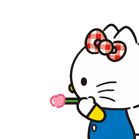 Hello Kitty Blowing Heart Bubble With OK Balloon Sticker