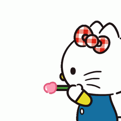 Hello Kitty Blowing Up OK Balloons GIF