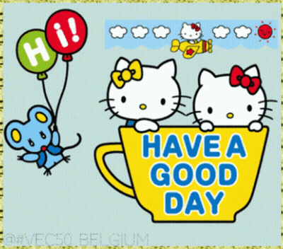 Hello Kitty Card Saying Have A Good Day GIF