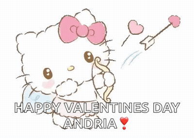 Hello Kitty Cupid's Bow Arrow Happy Valentine's Day Andria GIF