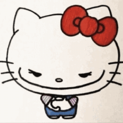 Hello Kitty Drawing Of Person With Red Bow GIF