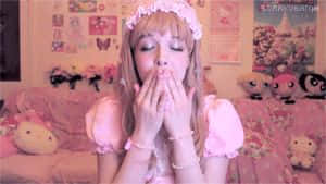 Hello Kitty Girl Blowing Kisses GIF
