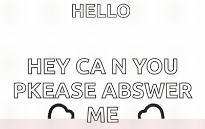 Hello Kitty Has A Red Bow On Her Head And Says " Hey Ca N You Please Abswer Me " GIF