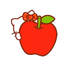 Hello Kitty Holding Red Apple Sticker