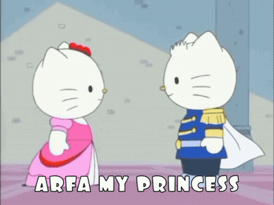 Hello Kitty In Pink Dress Next To White Cat Arfa My Princess GIF