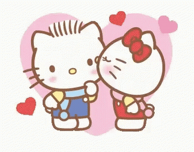 Hello Kitty Kissing Another Hello Kitty GIF
