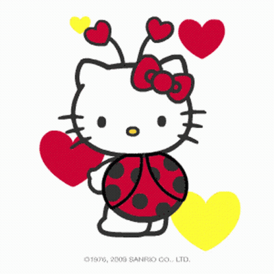 Hello Kitty Ladybug Hearts Says 1976 2008 Sanrio GIF