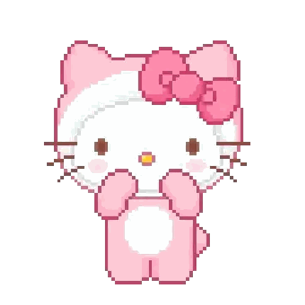Hello Kitty Pixel Art With Pink Bow Sticker
