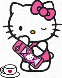 Hello Kitty Pouring Coffee