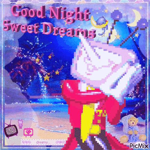 Hello Kitty Saying Good Night And Sweet Dreams GIF