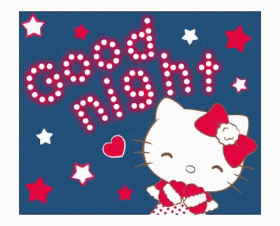 Hello Kitty Saying Good Night With Heart In Mouth GIF