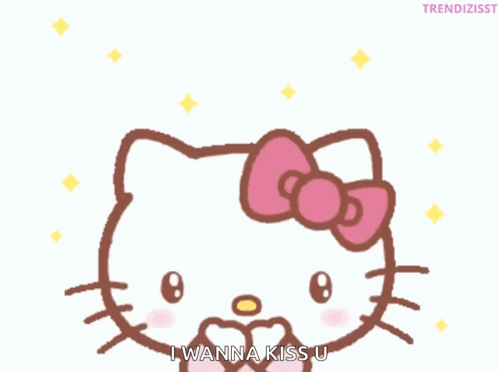 Hello Kitty Says I Wanna Kiss U In Front Of Hearts GIF