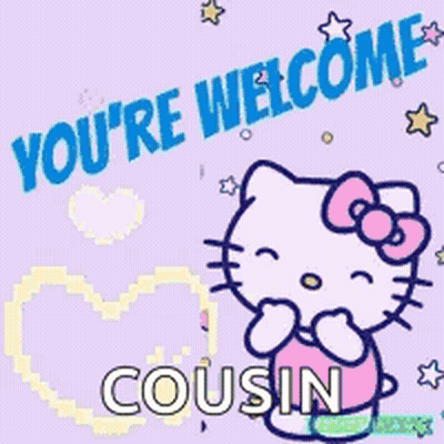 Hello Kitty Sitting Next To Heart Says Youre Welcome GIF