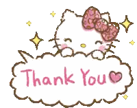 Hello Kitty Sitting On Cloud Saying Thank You Sticker