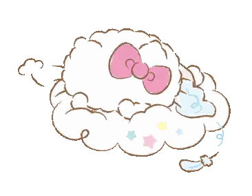 Hello Kitty Sitting On Cloud With Pink Bow Sticker