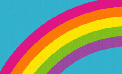 Hello Kitty Sitting On Rainbow With Flower GIF
