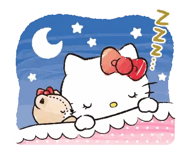 Hello Kitty Sleeping With Teddy Bear Sticker