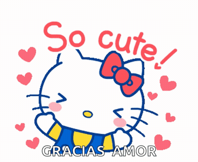 Hello Kitty Sticker Saying So Cute Gracias Amor GIF