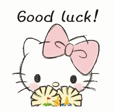 Hello Kitty With Bow Saying Good Luck GIF