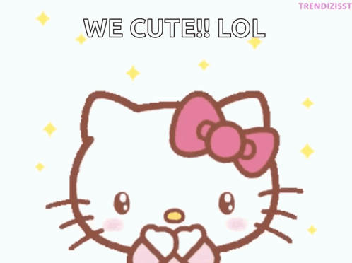 Hello Kitty With Hearts And We Cute Lol GIF