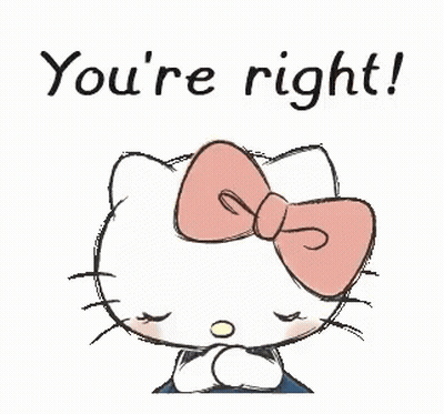 Hello Kitty With Pink Bow Saying You're Right GIF