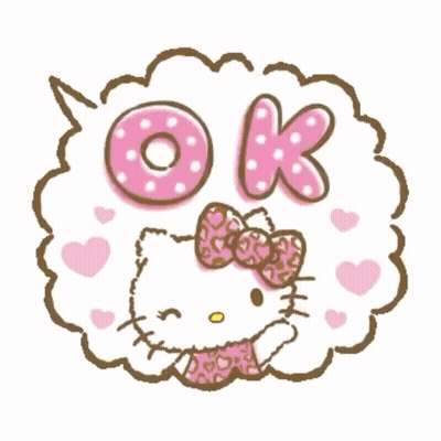 Hello Kitty With Pink Bow Surrounded By Hearts GIF