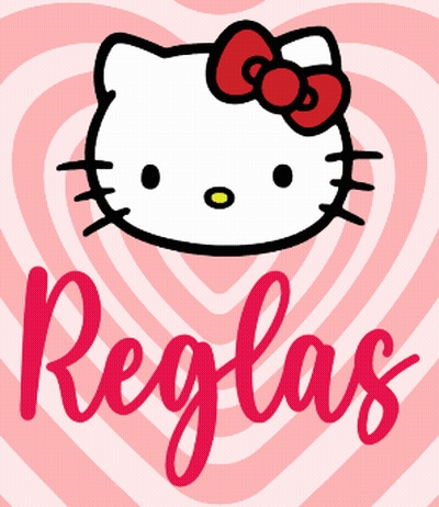 Hello Kitty With Red Bow Saying Reglas GIF