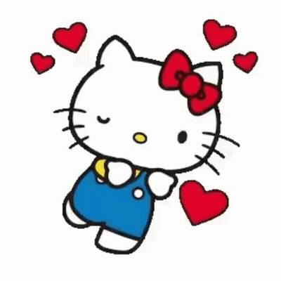 Hello Kitty With Red Hearts And Bow GIF