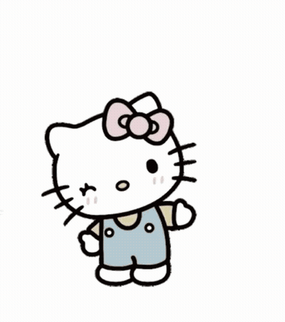 Hello Kitty With Speech Bubbles Saying Hey GIF