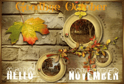 Hello November Goodbye October Autumn Rainfall Art GIF