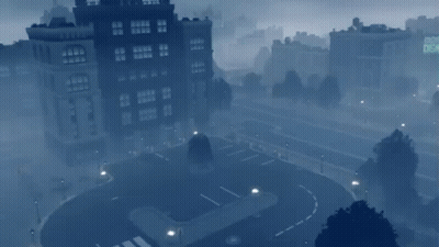 Hello On Blue Background With City GIF