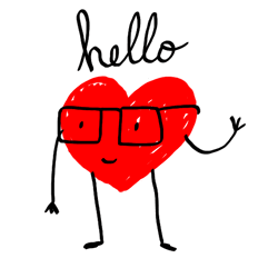 Hello Red Heart With Glasses