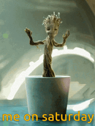 Hello Saturday Dancing Groot GIF