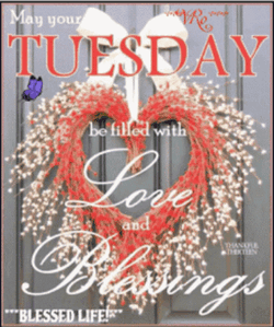 Hello Tuesday Heart Flower Wreath GIF