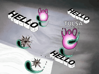 Hello Tulsa Sign With Pink Flower And Green Star GIF