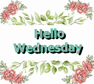 Hello Wednesday Sign Surrounded By Flowers And Leaves GIF